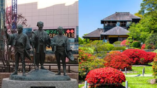 水戸黄門像と偕楽園